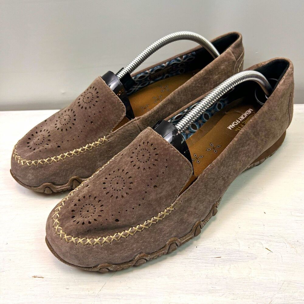 Skechers Relaxed Fit 49109 Womens Size 11 Brown Suede Memory Foam Loafers